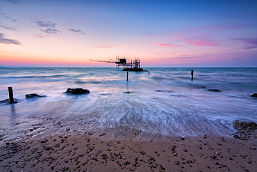 Costa dei Trabocchi National Park at dawn, Vasto, Punta Aderici, Marche, Italy, Europe