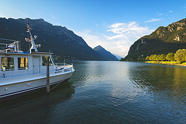 Boat on the lake, Lago D'Idro, Valle Sabbia, Brescia province, Lombardy, Italy, Europe