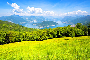 Montisola view from Colmi of Sulzano, Brescia province, Lombardy district, Italy, Europe