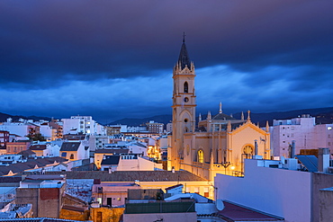 Parroquia San Pablo before sunrise in Malaga center, Malaga, Andalucia, Spain, Europe