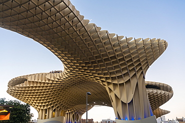 La Setas de Sevilla, Metropol Parasol is a wooden structure located at La Encarnacion square at sunset, Seville, Andalucia, Spain, Europe