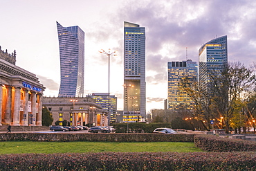 Modern towers in the downtown district, Warsaw, Poland, Europe