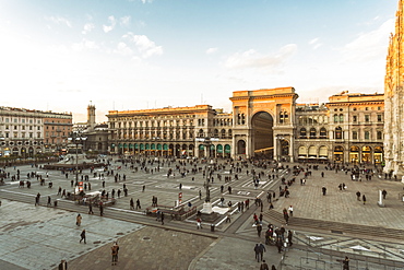 Galleria Vittorio Emanuele II and the Cathedral at the Cathedral Square (Doumo) in Milan, Lombardy, Italy, Europe