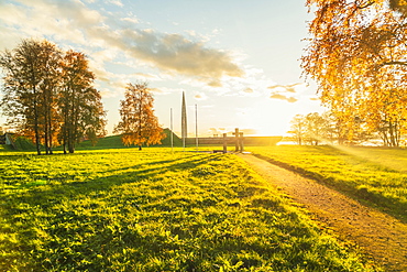 Maarjamae Memorial Park before sunset in autumn, on Pirita Road between the Lasnamae plateau and Tallinn Bay, Estonia, Europe