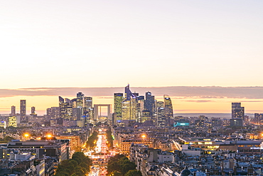 La Defense, the modern district of Paris from the Arc de Triomphe, Paris, France, Europe