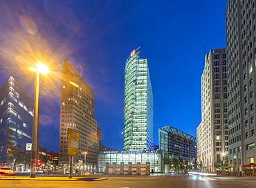 Potsdamer Square (Potsdamer Platz) at night, Berlin, Germany, Europe