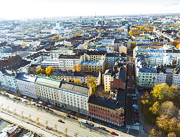 Helsinki city center from above, Helsinki, Finland, Europe