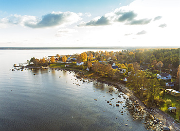 Aerial view of Altja and the Baltic Sea, Laane-Viru, Estonia, Europe