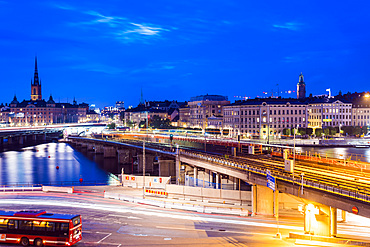 Slussen at night, Stockholm, Sweden, Scandinavia, Europe