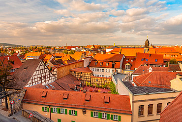 View of Bamberg old city from above, Bamberg, UNESCO World Heritage Site, Bavaria, Germany, Europe