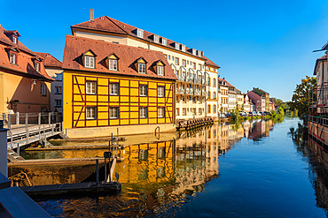 Historic houses by the river in the city center of Bamberg, UNESCO World Heritage Site, Bavaria, Germany, Europe