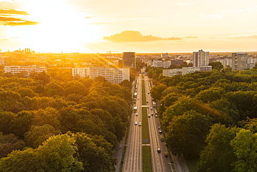 View of Berlin skyline from Siegessaule, Berlin, Germany, Europe