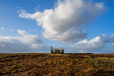 A sheiling hut on moorland on the Isle of Lewis in the Outer Hebrides, Scotland, United Kingdom, Europe