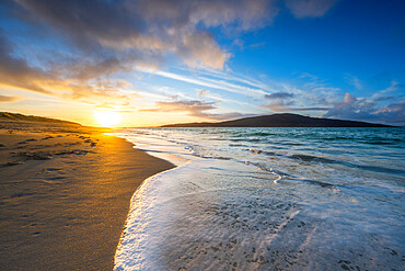 Sunset at Luskentyre Beach, Isle of Harris, Outer Hebrides, Scotland, United Kingdom, Europe