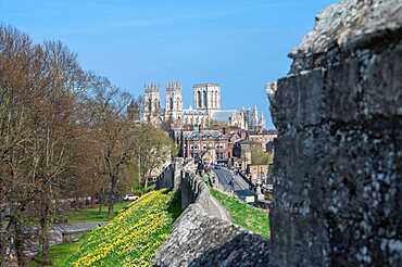 York Minster Lendal Bridge with City Walls in spring North Yorkshire