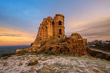 The Folly at Mow Cop on a winter morning, Mow. Cop, Cheshire