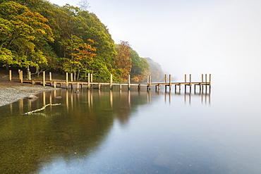 Brandlehow Jetty at Derwentwater, Lake District National Park, UNESCO World Heritage Site, Cumbria, England, United Kingdom, Europe