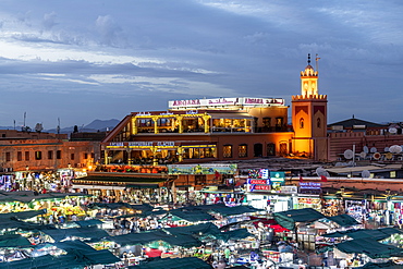 Argana Restaurant overlooking the medina, Marrakech, Morocco, North Africa, Africa