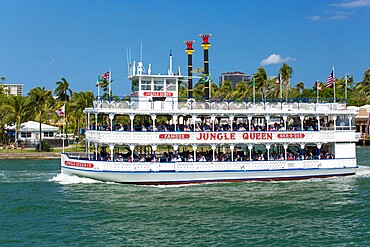 Historic riverboat, the Jungle Queen, cruising along the Intracoastal Waterway, Fort Lauderdale, Florida, United States of America, North America