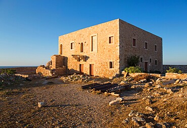 Restored remains of the House of the Councillors within the Fortezza, sunset, Rethymno (Rethymnon), Crete, Greek Islands, Greece, Europe