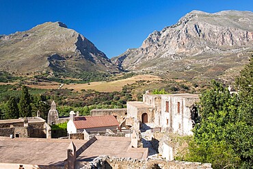 Ruins of the lower Preveli Monastery, Preveli, near Plakias, Rethymno (Rethymnon), Crete, Greek Islands, Greece, Europe