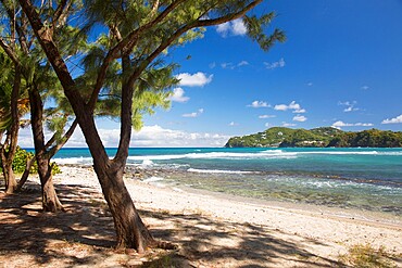 View across the Caribbean Sea from beach, Pigeon Island National Landmark, Gros Islet, St. Lucia, Windward Islands, Lesser Antilles, West Indies, Caribbean, Central America