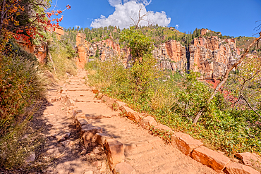 The 18th switchback along the North Kaibab Trail at Grand Canyon North Rim Arizona.