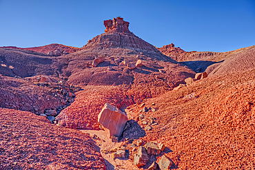 An island of rock in an unnamed canyon that leads to Dead Wash in Petrified Forest National Park Arizona.