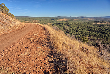 Road to the summit of Apache Maid Mountain in the Coconino National Forest of Arizona. The mountain is open to the public for hiking.