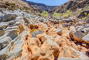 The granite riverbed of the Agua Fria River Canyon in the Agua Fria National Monument of Arizona.