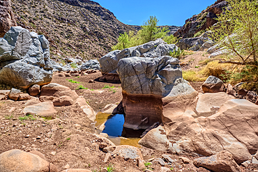 The granite riverbed of the Agua Fria River Canyon in the Agua Fria National Monument of Arizona.