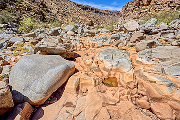 The granite riverbed of the Agua Fria River Canyon in the Agua Fria National Monument of Arizona.