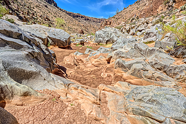 The granite riverbed of the Agua Fria River Canyon in the Agua Fria National Monument of Arizona.