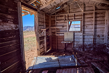 An abandoned cabin next to an active cattle corral in the Agua Fria National Monument north of Black Canyon City Arizona. Public land. No property release needed.