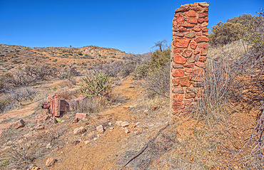 Remnants of the Richinbar Mine within the Agua Fria National Monument north of Black Canyon City Arizona. Mine was established in 1905 but was abandoned in 1940 when the company that owned it went bankrupt.