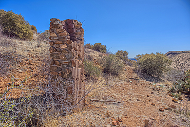 Remnants of the Richinbar Mine within the Agua Fria National Monument north of Black Canyon City Arizona. Mine was established in 1905 but was abandoned in 1940 when the company that owned it went bankrupt.