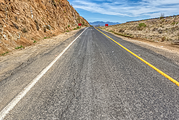 Look back up the freeway exit ramp for Bloody Basin Road in the Agua Fria National Monument of Arizona. Located north of Black Canyon City.