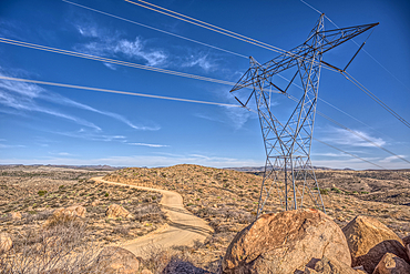 High Tension Power Lines stretching across Bloody Basin in Agua Fria National Monument north of Black Canyon City Arizona.