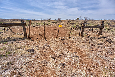 An entry gate to Silver Creek Canyon in Agua Fria National Monument Arizona. The gate is to keep cattle from wandering down into the canyon.