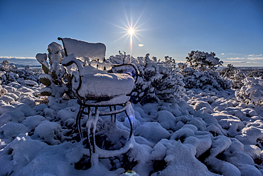Snow covered landscape from a late winter storm in Chino Valley Arizona.