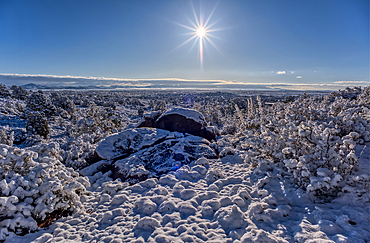 Snow covered landscape from a late winter storm in Chino Valley Arizona.