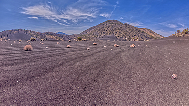 Volcanic cinder hills in Coconino National Forest near Sunset Crater National Monument of Arizona.
