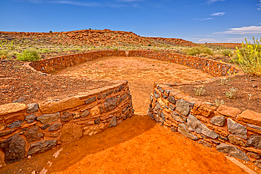 The Ball Court of the Wupatki Pueblo Ruins at the Wupatki National Monument, Arizona, United States of America, North America