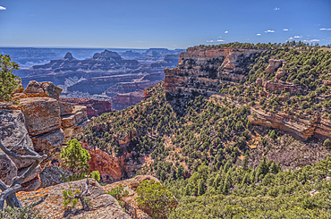 View of Honan Point on the North Rim of Grand Canyon National Park Arizona.