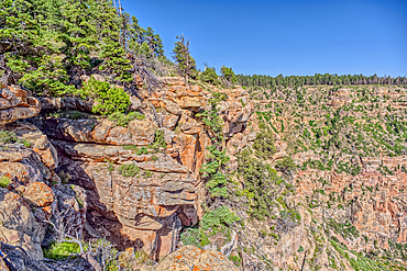 The jagged north cliffs of Clear Creek Canyon at Grand Canyon North Rim Arizona.