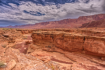 View of a small slot canyon called Jackass Creek off of US89A next to Echo Cliffs on the way to Vermilion Cliffs Arizona. Located on the Navajo Indian Reservation between Bitter Springs and Marble Canyon.