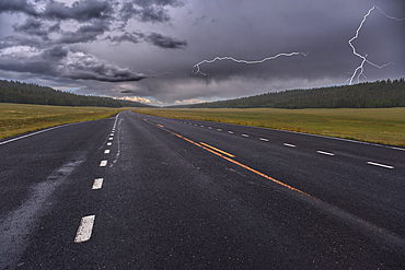 Lightning storm over Pleasant Valley in Kaibab National Forest Arizona, north of Grand Canyon North Rim.