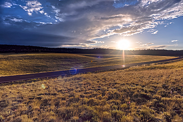 Rolling Hills in Pleasant Valley in the Kaibab National Forest north of Grand Canyon North Rim Arizona near sundown.