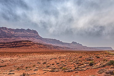 Echo Cliffs near Marble Canyon Arizona enshrouded with smoke from the Dragon Bravo Wildfire burning on Grand Canyon North Rim.