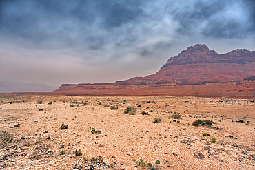 Echo Cliffs near Marble Canyon Arizona enshrouded with smoke from the Dragon Bravo Wildfire burning on Grand Canyon North Rim.